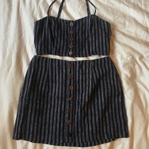 Blue and white striped skirt and crop tank